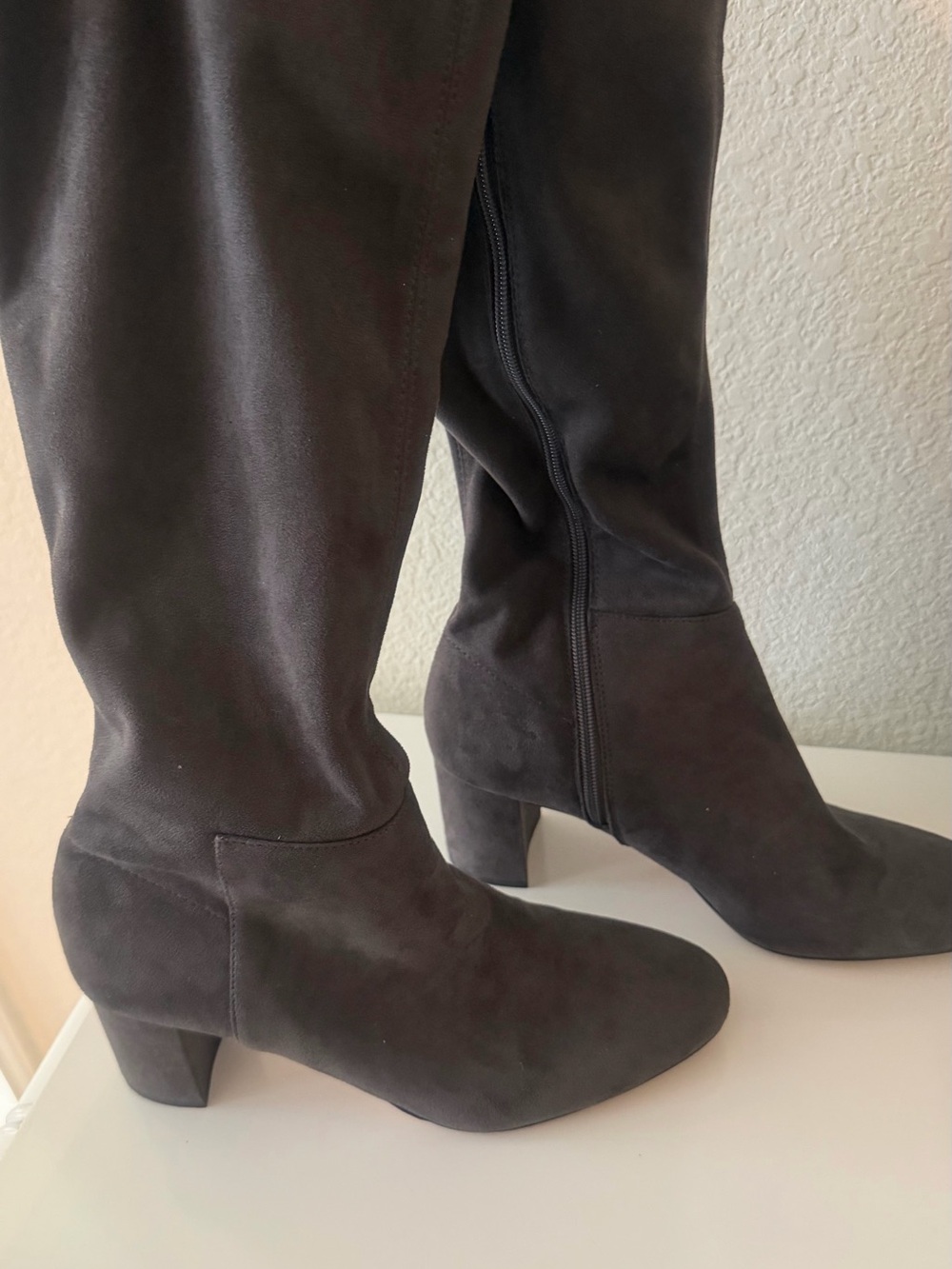 Ann Taylor Women's Dark Brown Suede Mid-Calf Block Heel Boots